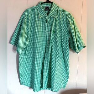 AVIREX green and white gingham SS button down shirt XL